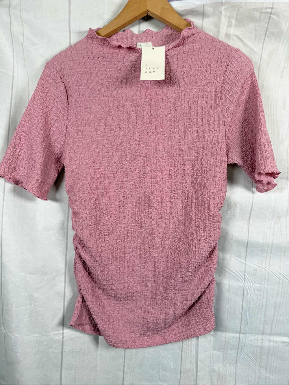 A new Day mock neck Blouse Top pink size M